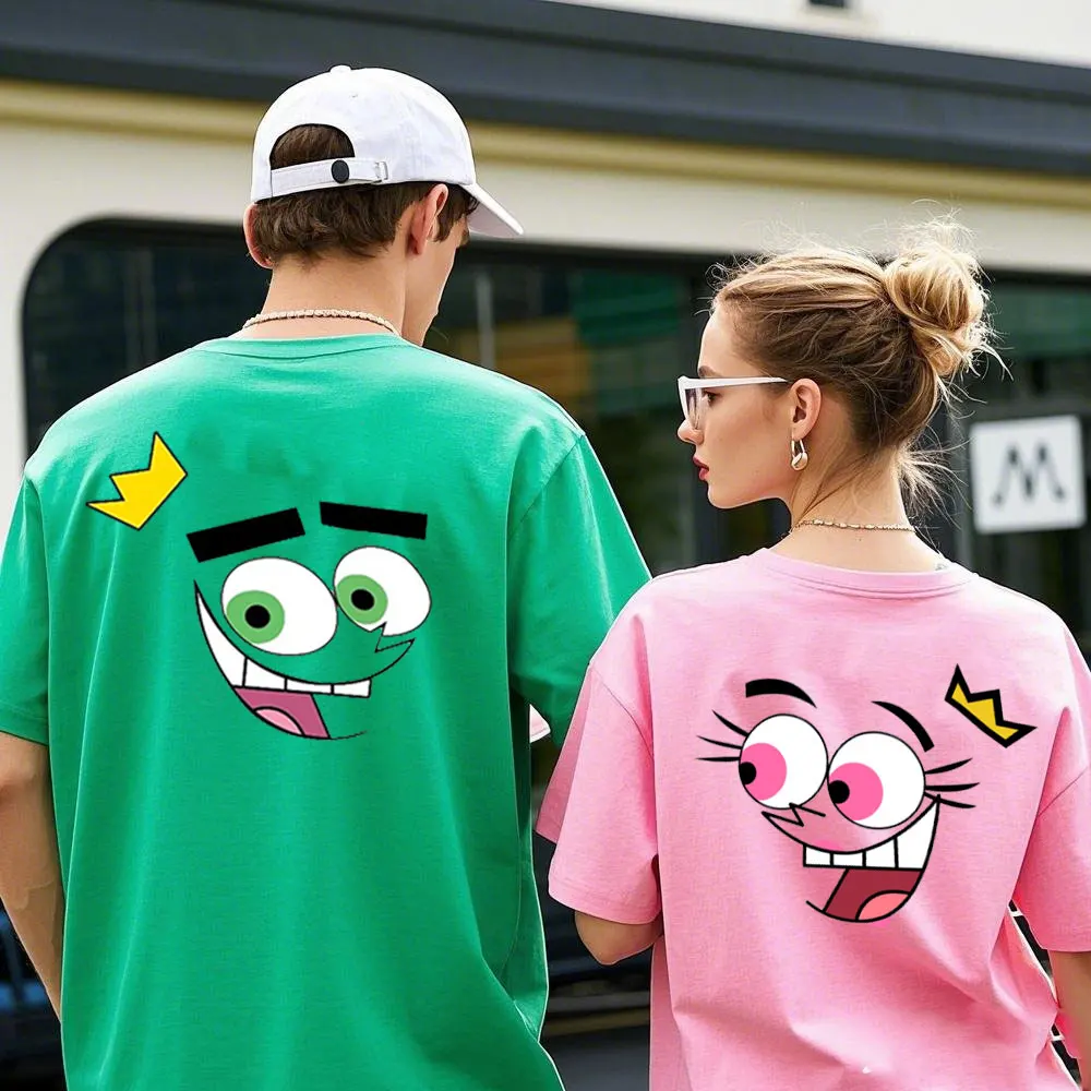 

Футболки с рисунком для пар The Fairly OddParents, кавайная одежда, эстетичная одежда, рубашки для женщин и мужчин, летние хлопковые рубашки, футболка