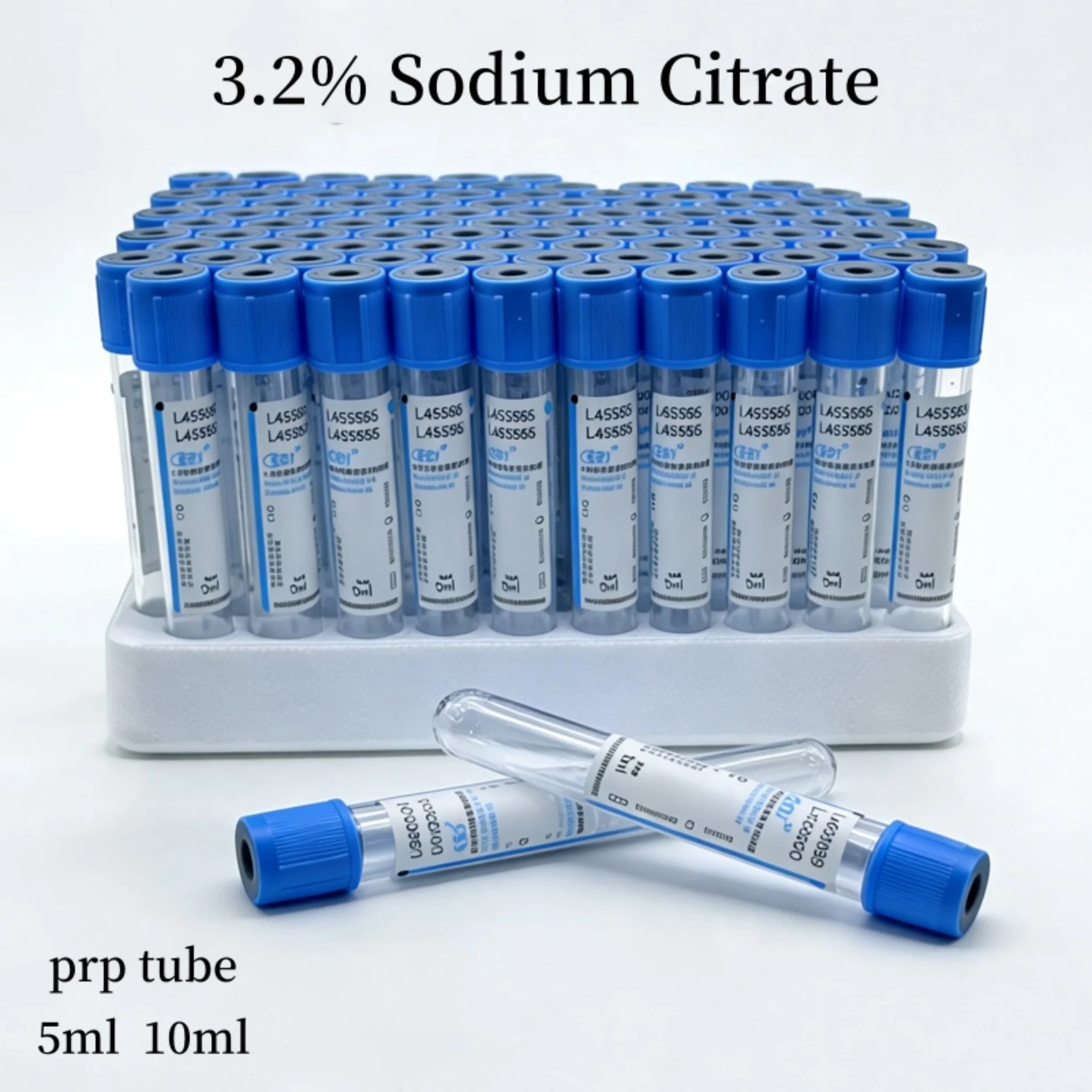 50pcs/lot Sterile Plastic Disposable Vacuum Blood Collection Tube Sodium Citrate 1:9 Blood Collecting Tubes PRP Tube Blue Top