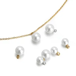 20pcs Stainless Steel White Pearl with Caps Charms Earrings Pendant for Girls Jewelry Making DIY Necklaces Accessories Wholesale