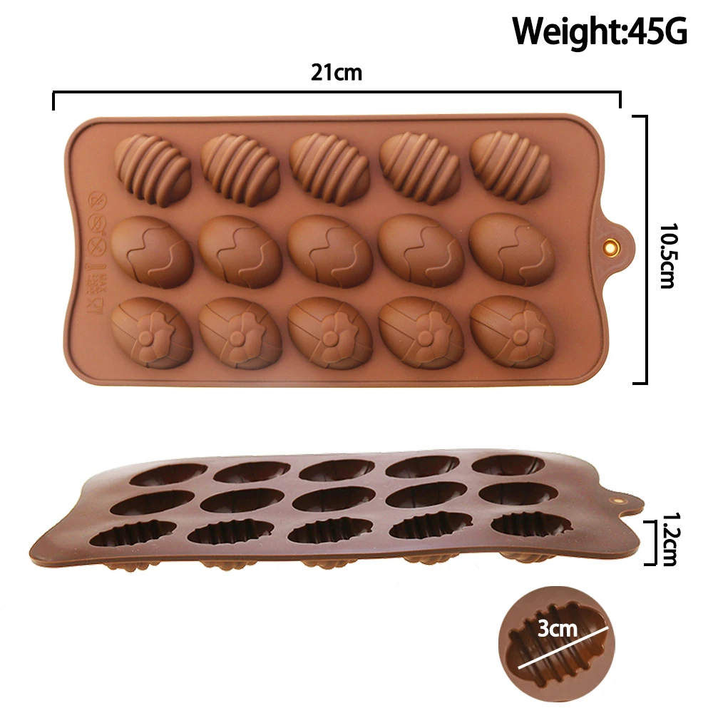 1PC 15 Holes Easter Eggs Chocolate Food Grade Soft Silicone Gel  Molds Easy Demoulding  Cleaning Bakeware Baking Accessories