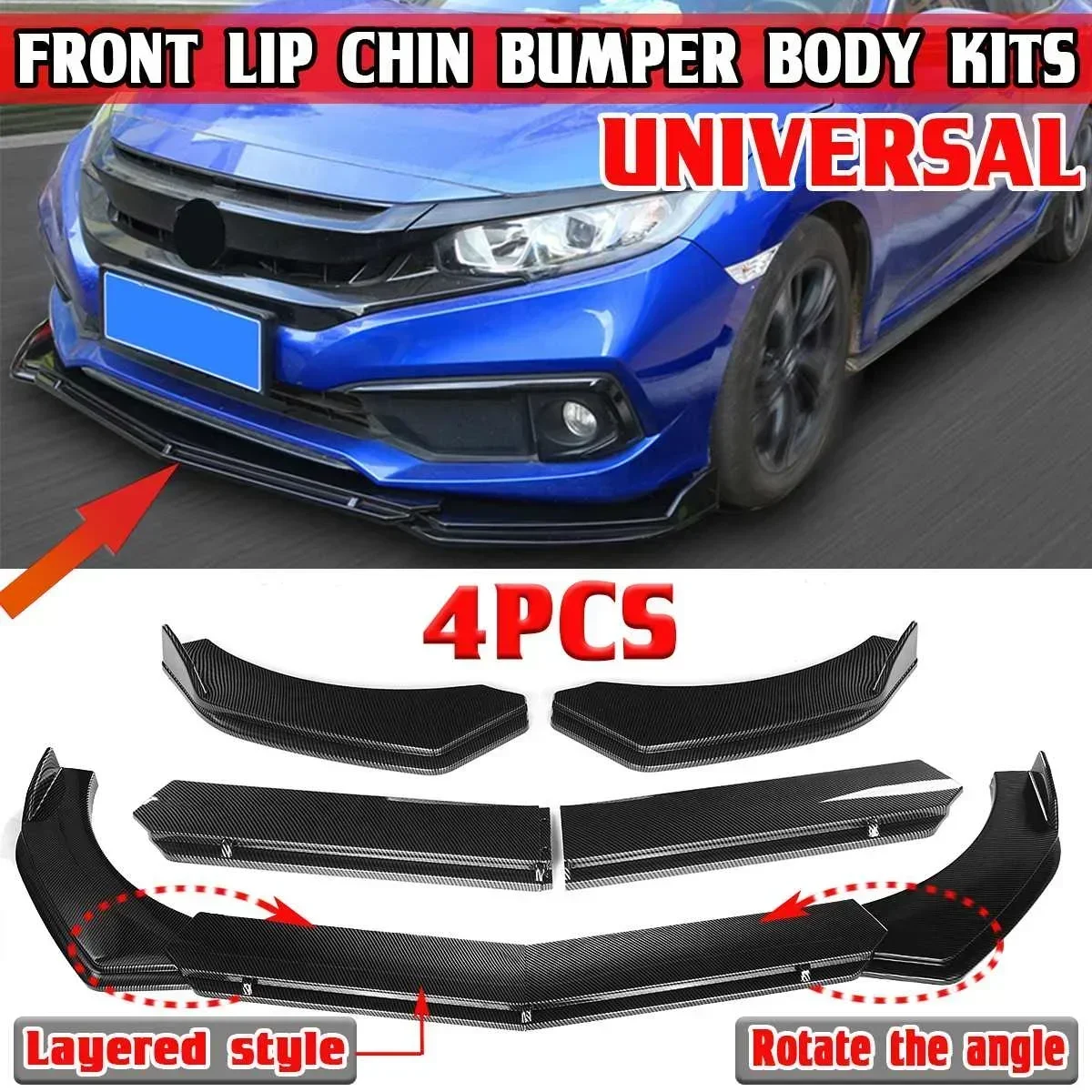 

High Quality Car Front Bumper Lip Spoiler Deflector Lips Splitter Guard For HONDA For CIVIC For Accord For FIT For Jazz Body Kit