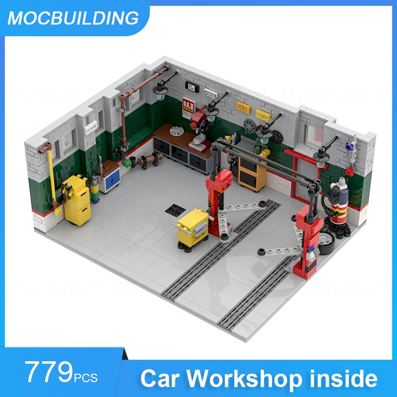 MOC Building Blocks Imperial Garage & Car Workshop & Modern Mansion fai da te assemblare mattoni trasporto Display modello giocattoli regali