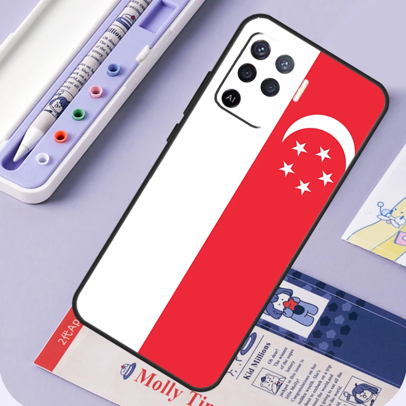 Singapore Flag Phone Case For OPPO A52 A72 A53S A94 A74 A54 A15 A16 A1K A5 A9 A31 A53 A83 A91 A93 Cover