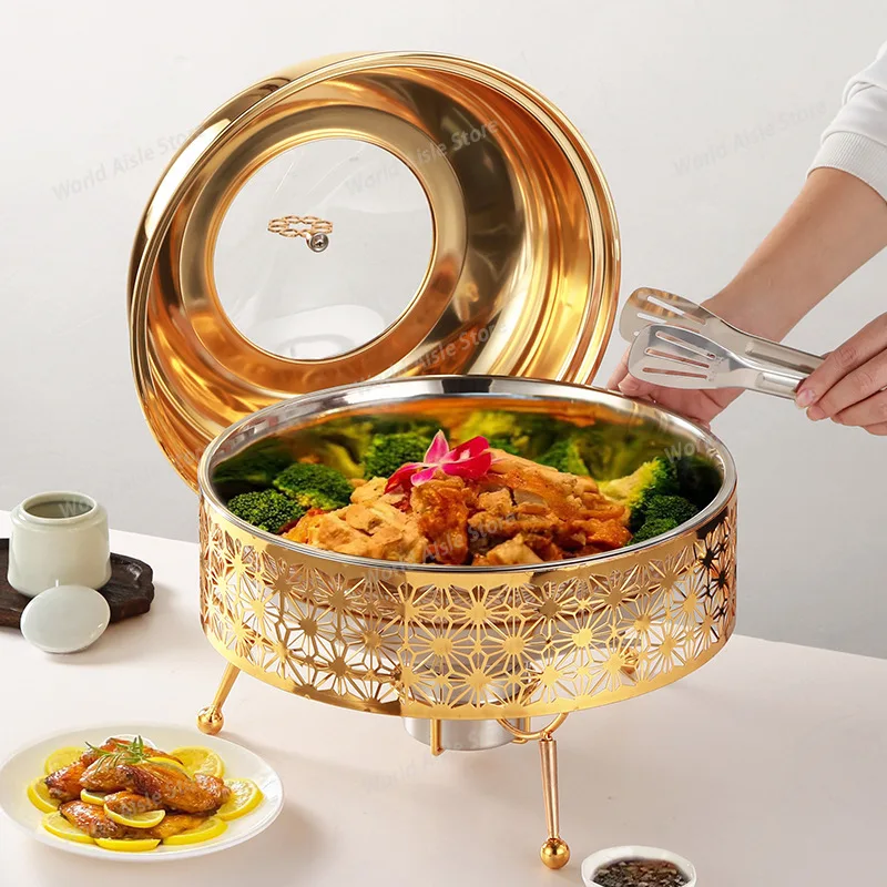 8L Gold luxury buffet stove hotel restaurant alcohol heating furnace Food-grade stainless steel Easy to use