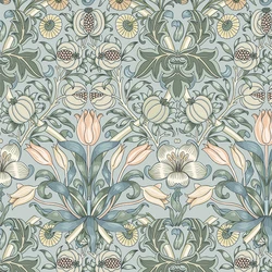 Vintage Floral Wallpaper Peel and Stick Botanical Sage Blue Wall Murals Home Kitchen Bedroom Decor Mural