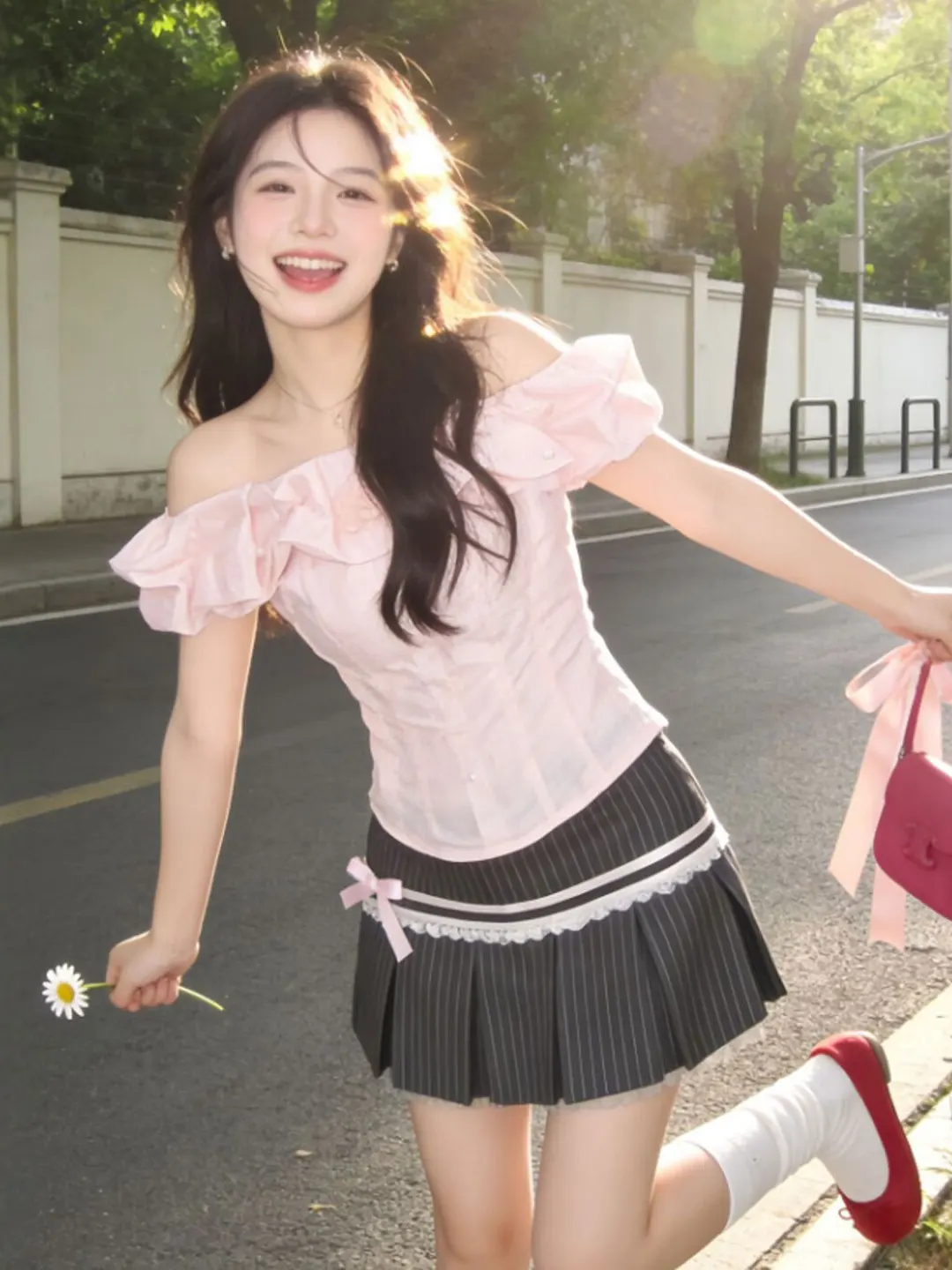 

Элегантная блузка с кружевной отделкой и одним открытым плечом, французский стиль, с эффектом утяжки на талии, летний шик для молодых женщин