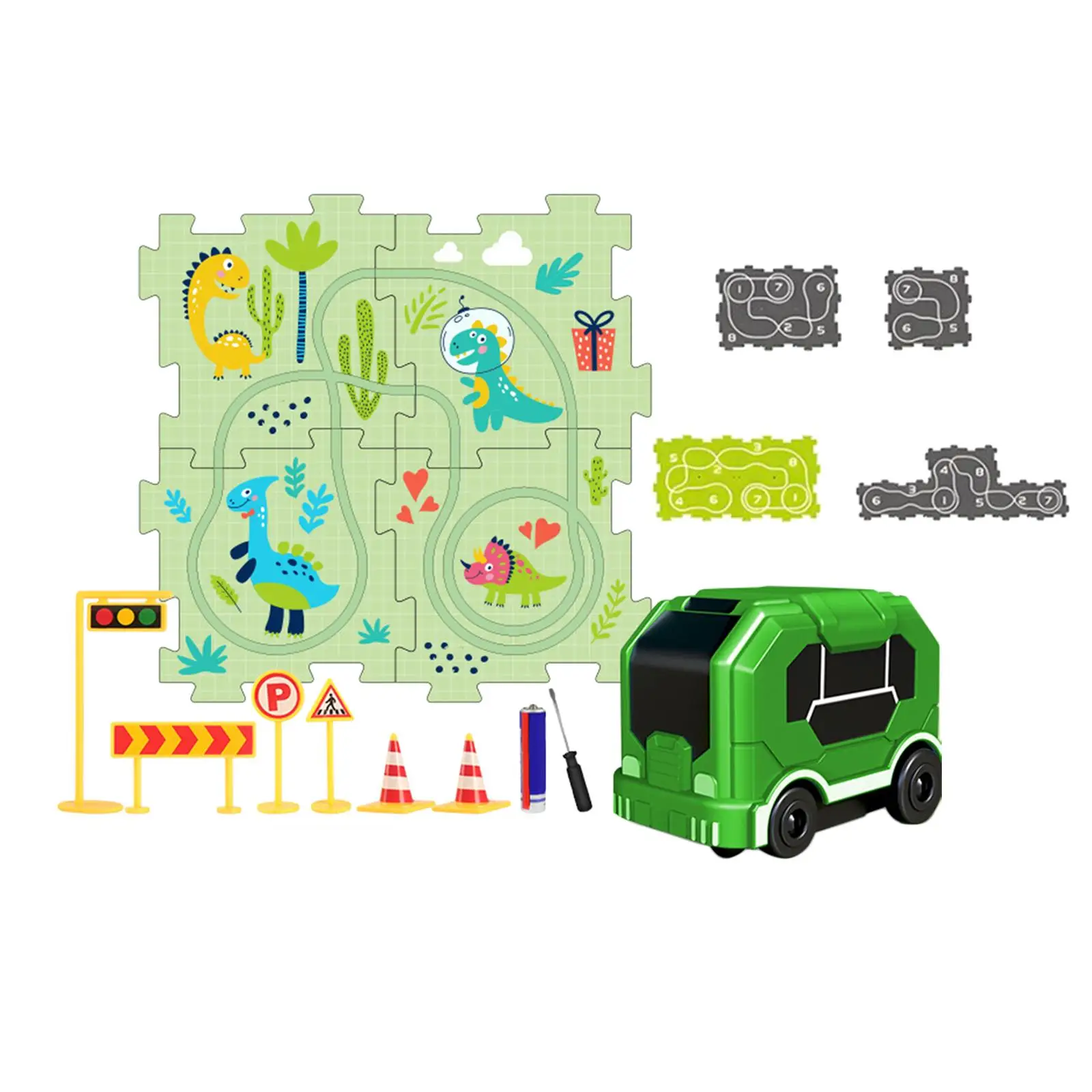 Puzzle Track Car Play Set DIY Assembling Electric Trolley Jigsaw Birthday Gift Preschool Rail Car Puzzles Board Building Toys