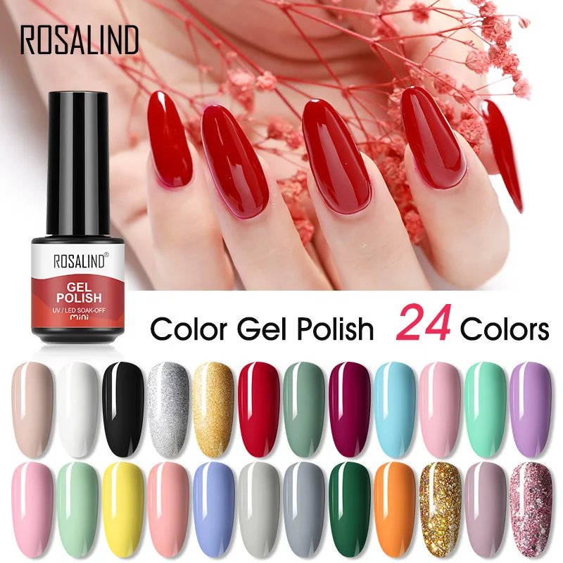 

ROSALIND Hot Sale Colors Gel Nail Polish Mini Bottle Nail Art Gel Polish Semi Permanent Transparent Primer Matt UV Gel Varnish