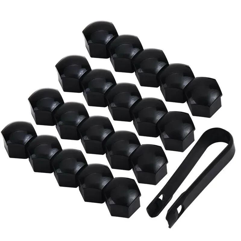 20Pcs 17mm Car Wheel Nut Cap Protection Covers Cap Anti-Rust Auto Hub Screw Cover Car Tyre Nut Bolt Exterior Decorations Black