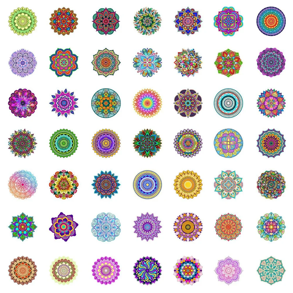 Estética Mandala Adesivos para Notebooks Laptop, Papelaria Telefone, DIY Etiqueta Do Vintage, Fontes Do Artesanato, Material de Scrapbooking, 50Pcs