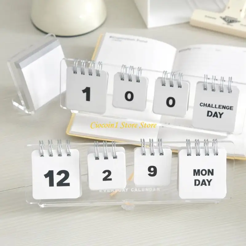 A3PC Elegant Office Desk Calendar Clear Acrylic Material Perpetuals Date Display System