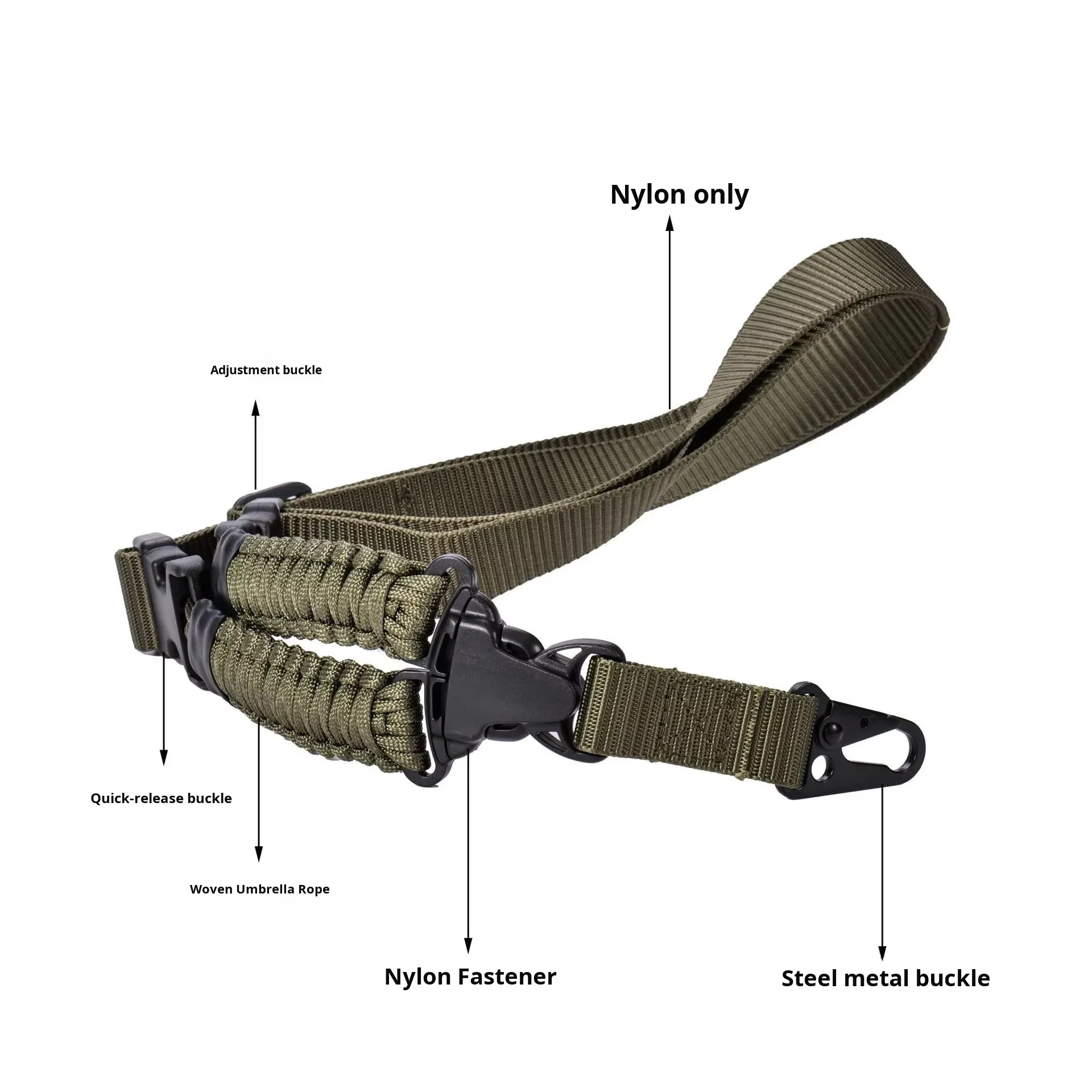 戦術的なシングルポイントガンストラップ、ナイロンウェビングパ - Rifle Sling Swivel のレビューと価格
