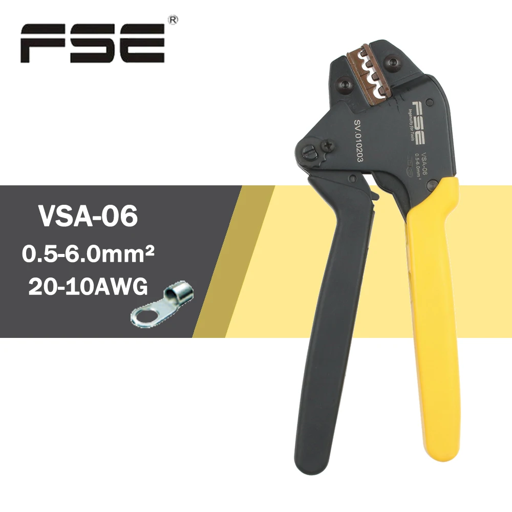 VSA-06 crimping pliers 0.25-6mm2 23-10AWG for non-insulated terminals clamp self-adjusting labor-saving type mini tools