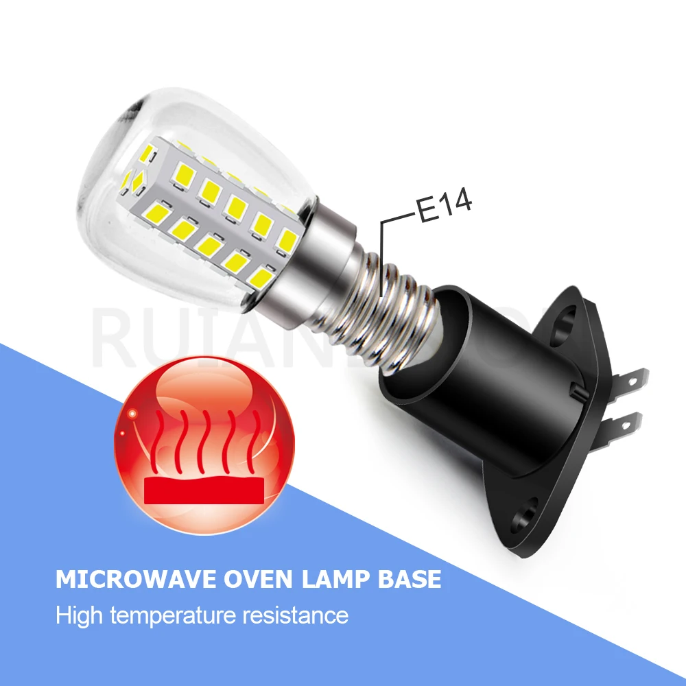 Ruiandsion T170 2835 33SMD Nieuwe Oven Licht 250V Hoge Temperatuur Magnetron Lamp Wit/Warm Wit En Base E14MM zwart