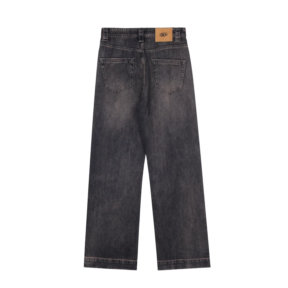 Casual Hosen Breite Bein Hosen Herren Streetwear Lose Gerade-bein Hosen High Street Denim Hosen Männer – Detail 6