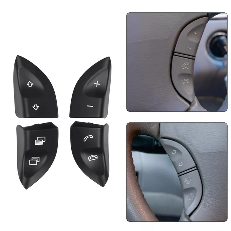 

AAA+ 1 Pair Steering Wheel Control Button Switch Cover Black For Mercedes W220 W215