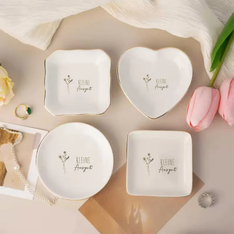 1pc The First Choice for Giving Gifts Patterns Wedding Ring Dish Bridesmaid Gift for Women Jewelry Dish Engagement Ring Holder J