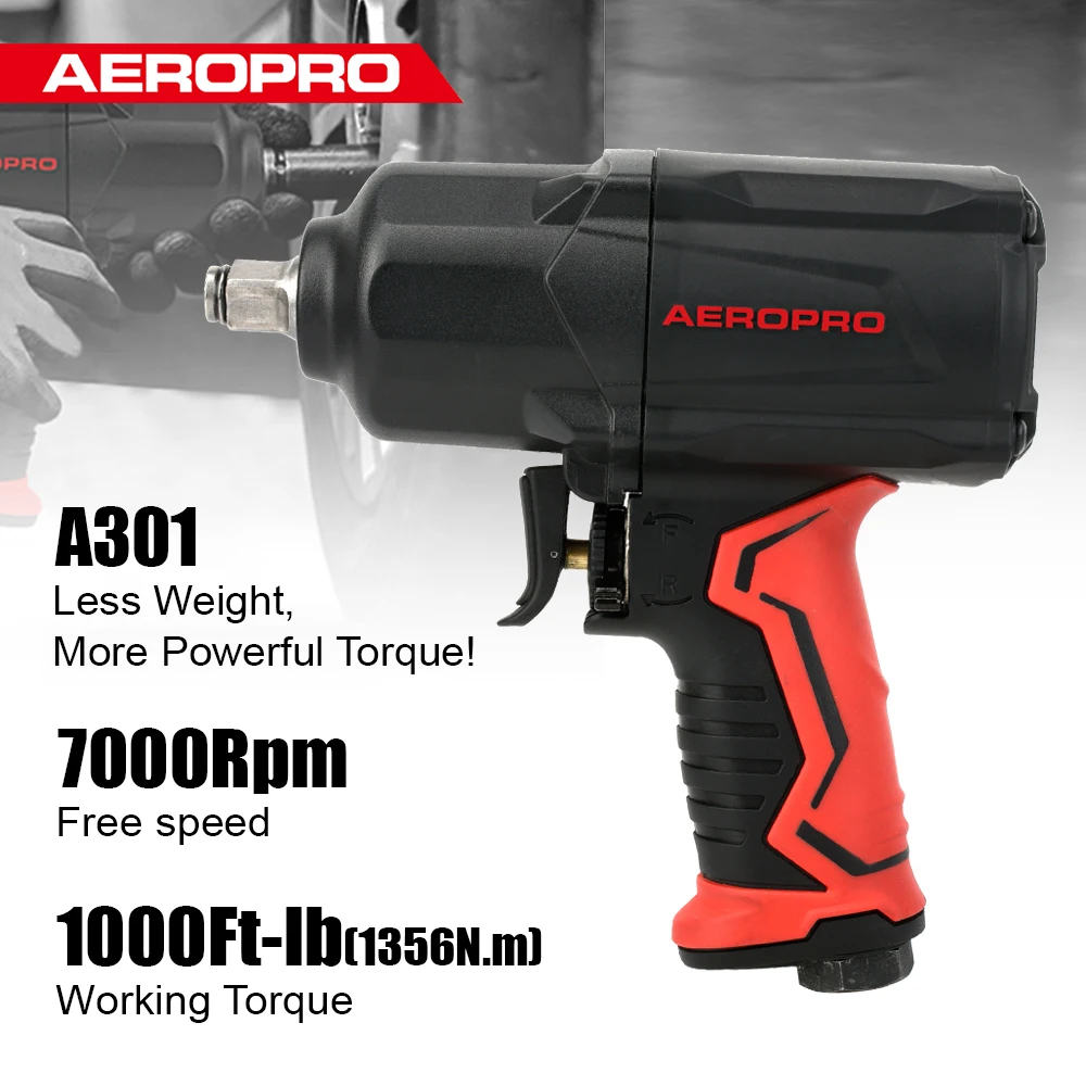 AEROPRO 1/2’’ Twin Hammer Air Impact Wrench - 1356N.M High Torque Tire Removal Tool for Vehicle Trucks - Pneumatic Power Tool