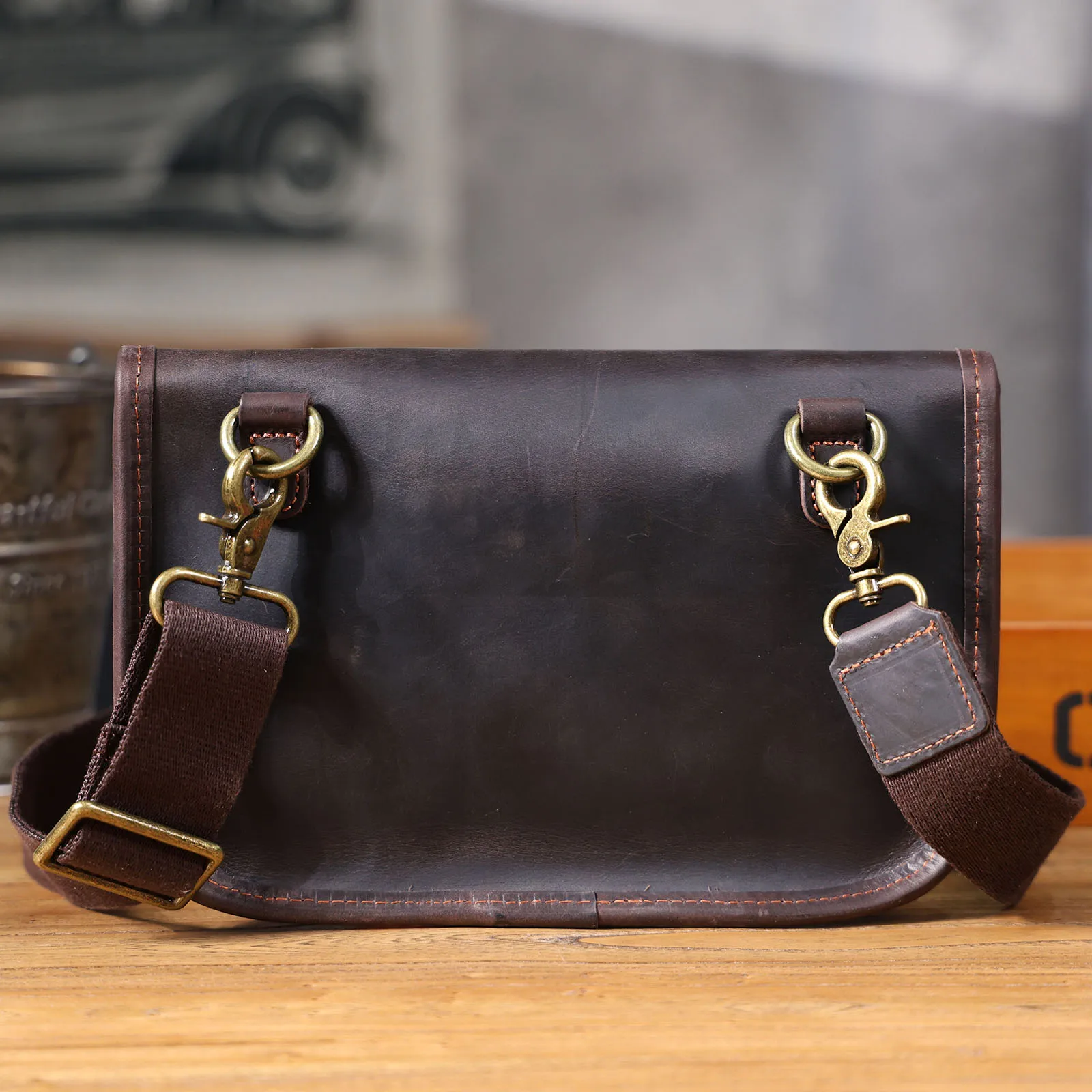 S. Arbeiter Echt leder Herren Umhängetasche, Umhängetaschen einfache Mode Rindsleder Tasche, Crazy-Horse Leder lässig Vintage-Stil – Detail 10