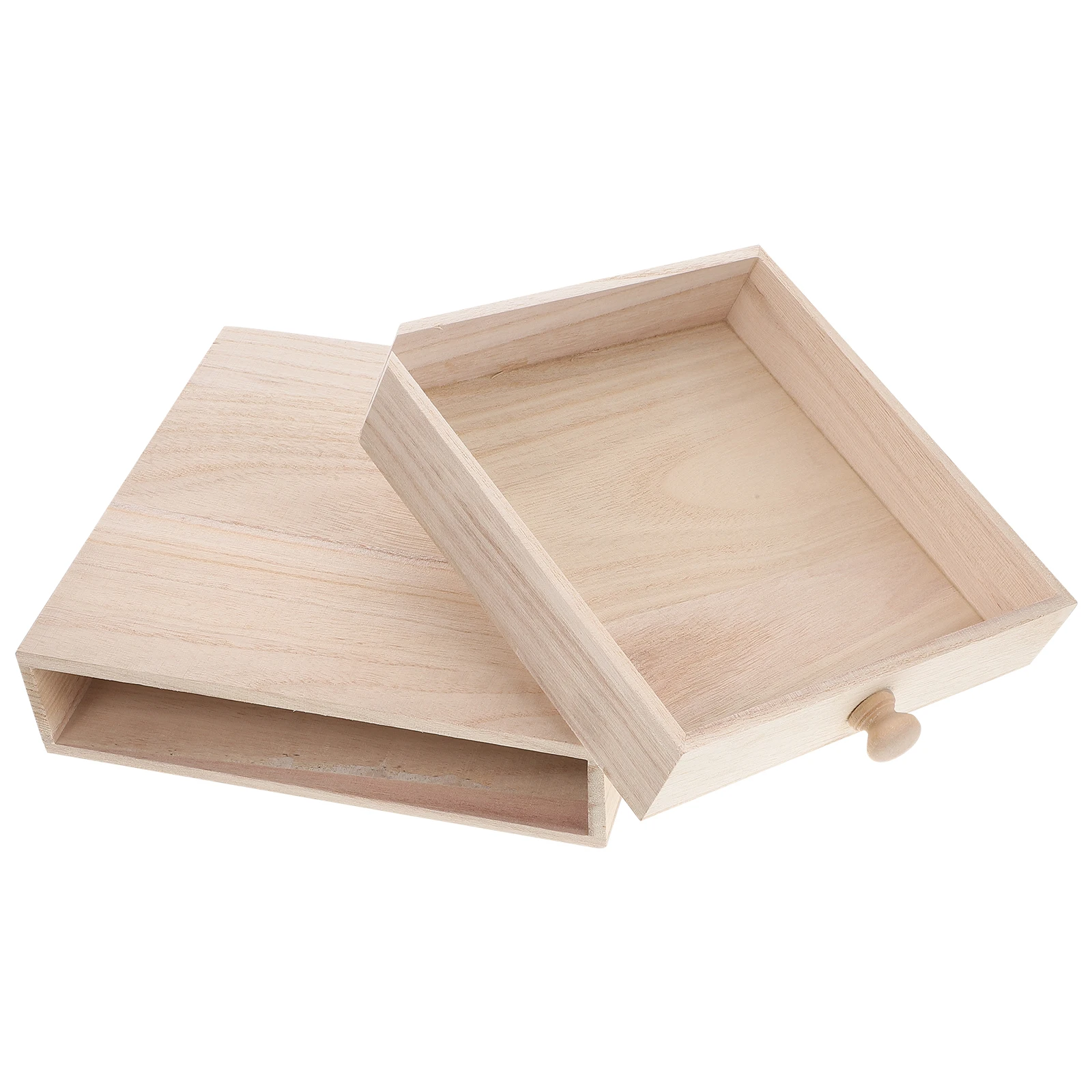 

Unfinished Drawer Tea Storage DIY Gifts Wooden Crates Mini Jewelry Organizer Large Capacity Stackable Craft Box Photo