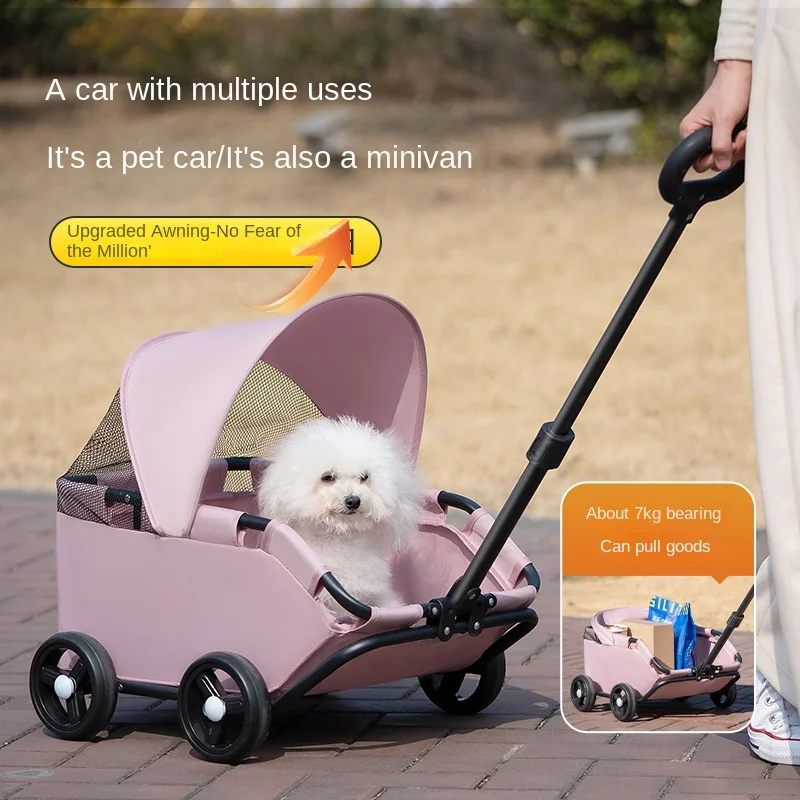 CE Certified Luxury Pet Stroller for Dogs Cats & Teddy Babies-Lightweight Folding Travel Cart