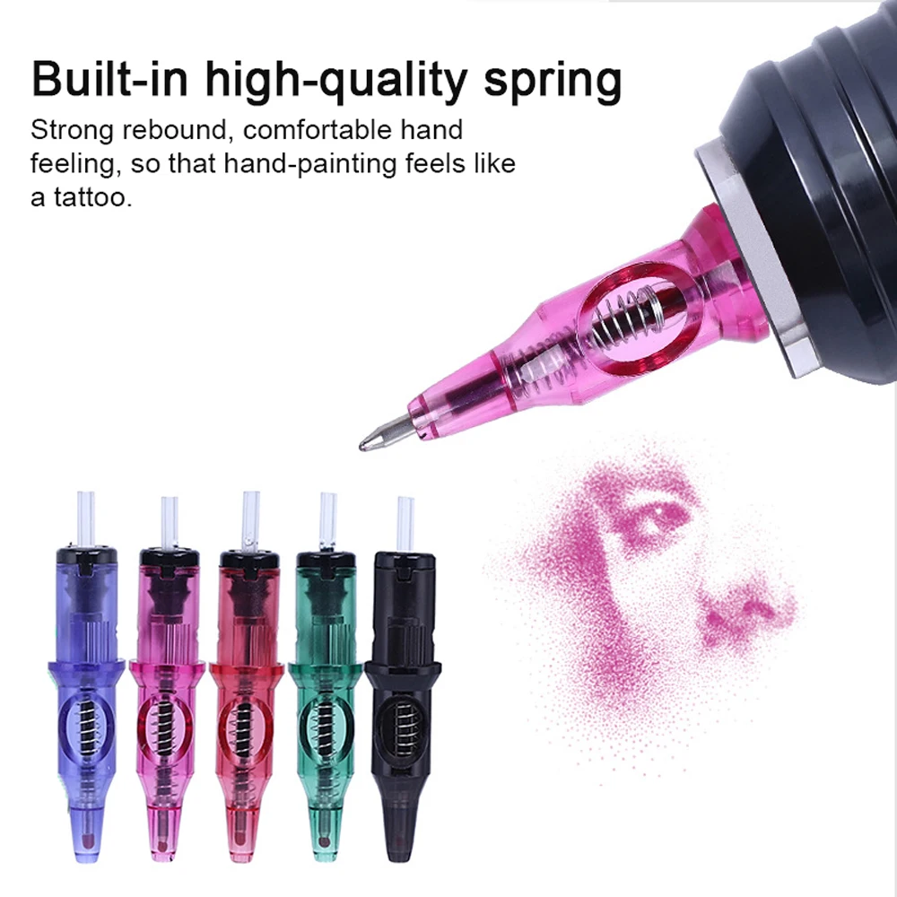Tattoo Ball Point Pen Cartridge Integrated Bollpoint Pen Tattoo Artist Painting Practice Tools Suitable for Most Tattoo Machines