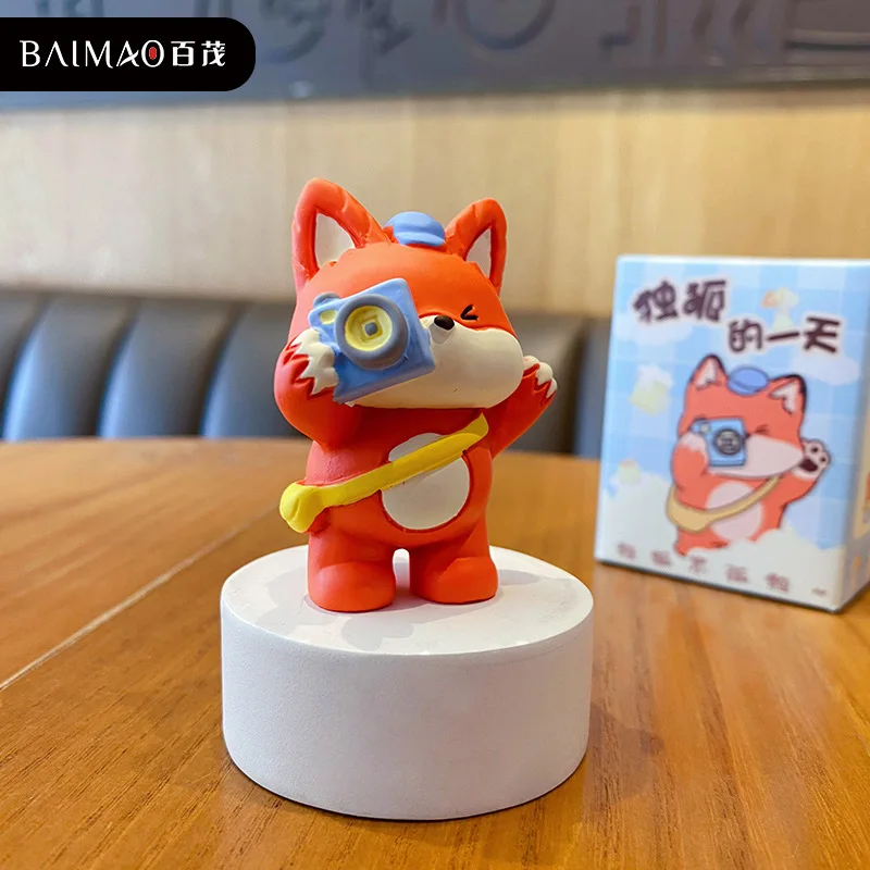 Baimao الأصلي Dugu اليومية تمثال راتنج سطح المكتب زخرفة رائعة ليتل فوكس دمية اكسسوارات السيارات