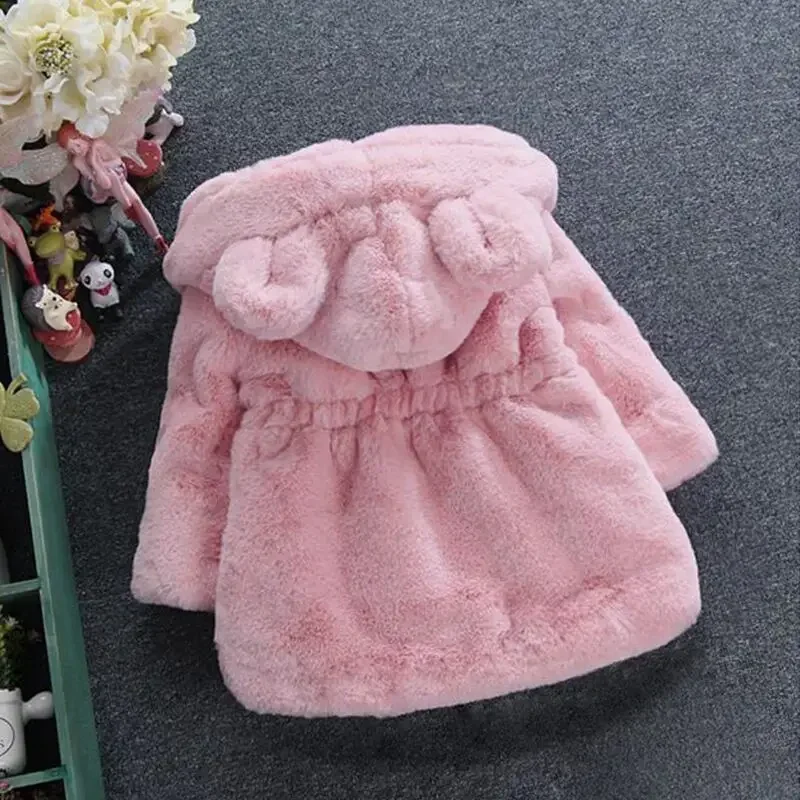 Neonate Cappotti invernali caldi Abbigliamento per bambini 2 3 4 6 7 anni Pelliccia sintetica spessa Moda Bambini Giacca con cappuccio Cappotto per ragazza Capispalla