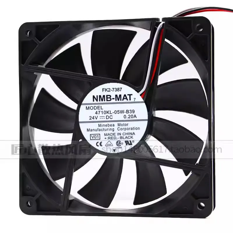 

Original 4710KL-05W-B39 120 * 120 * 25MM 24V 0.2A 12CM 3-wire shutdown alarm frequency converter cooling fan