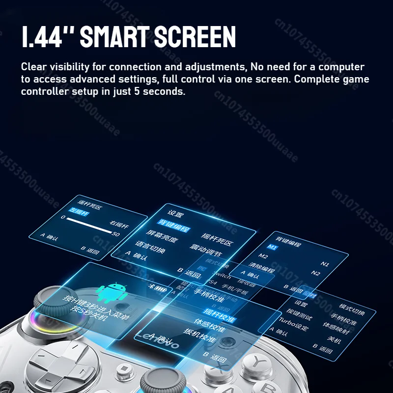 لينوفو X01 1.44 بوصة شاشة ذكية وحدة تحكم لاسلكية 3 طرق للتبديل PS4 IOS أندرويد PC TV برمجة زر خلفي غمبد