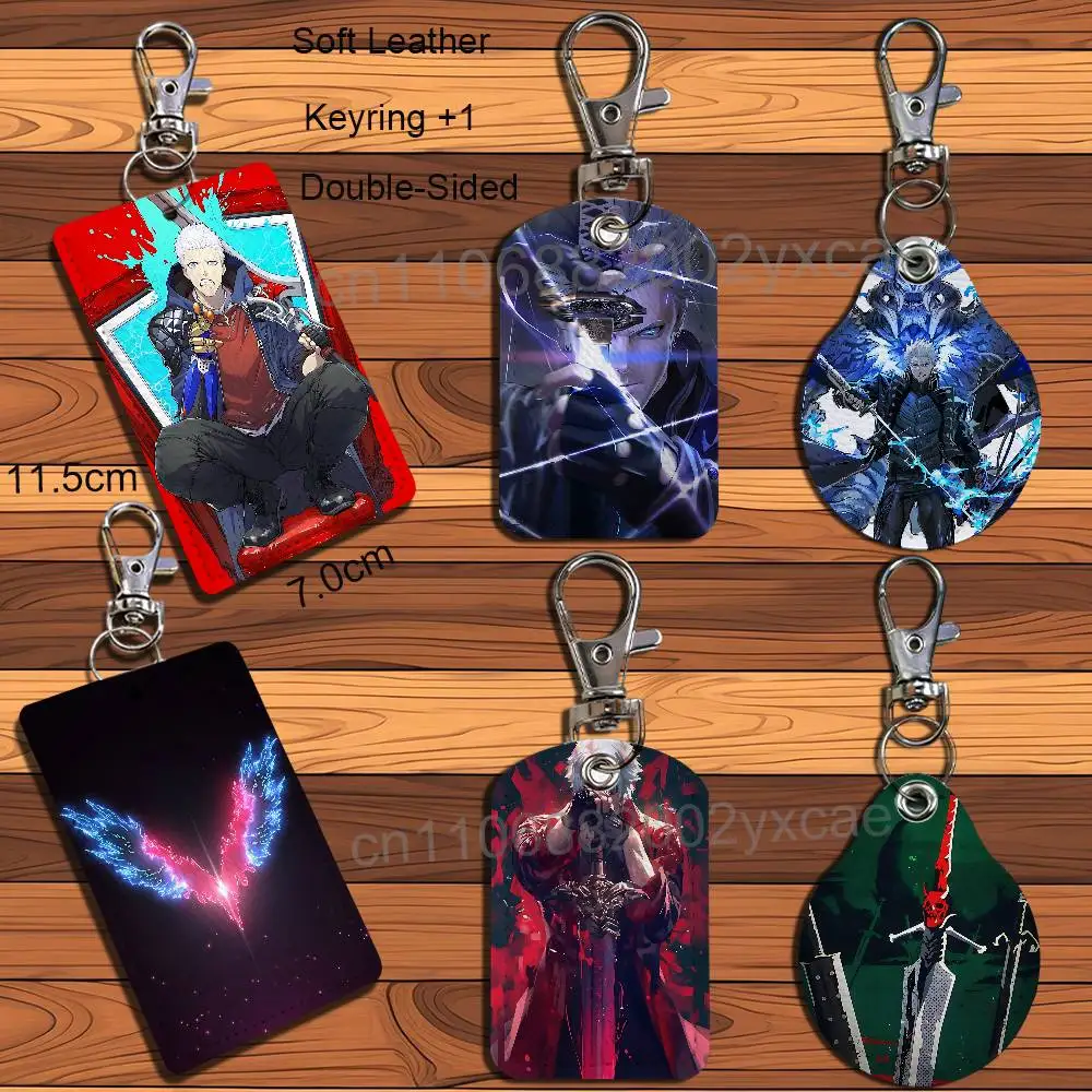 Power Vergil  game Devil May Cry Cartoon Singer Anime Card Keychain Fashion Pendant Bag ID Door Card Case Bus Card Cute Adult