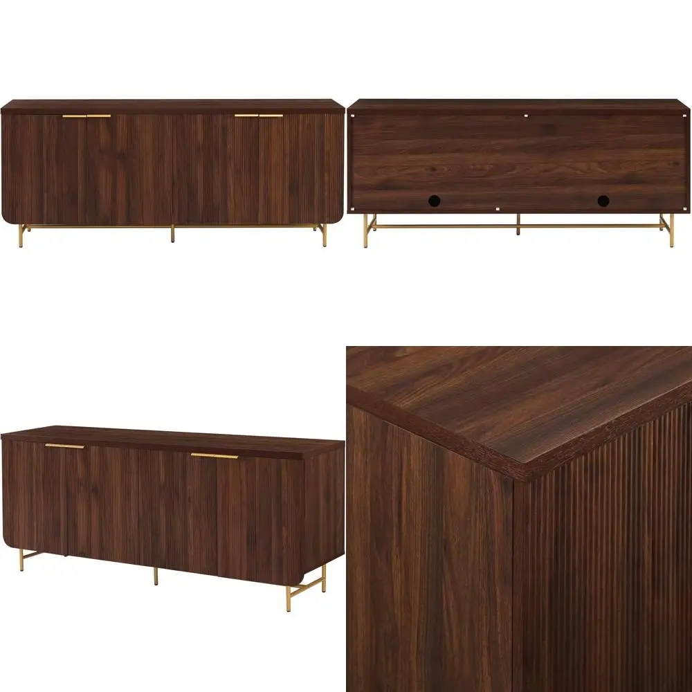 

4-Door Sideboard Buffet, 69, Gold and Walnut Finish