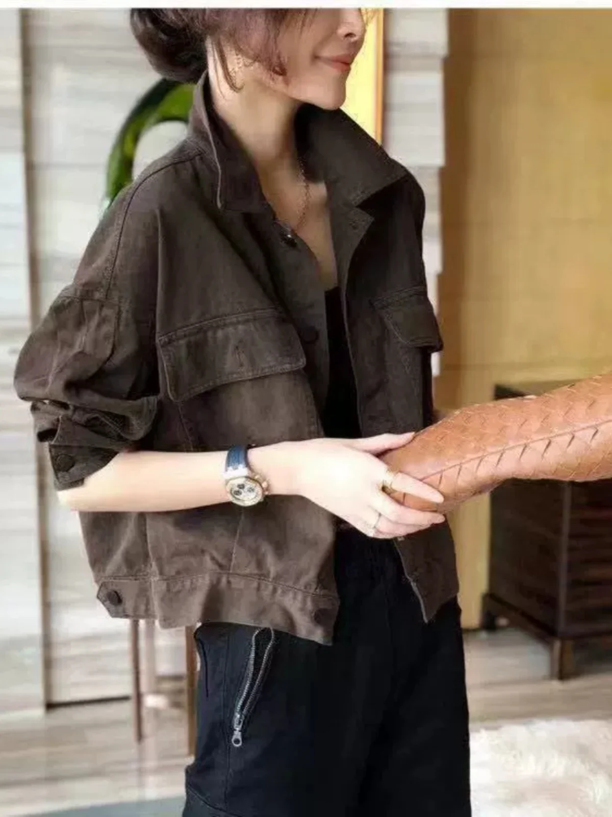 

Джинсовый джинсовый джинсовый топ в стиле ретро, женский весенне-осенний повседневный свободный утягивающий повседневный универсальный топ-джат для женщин