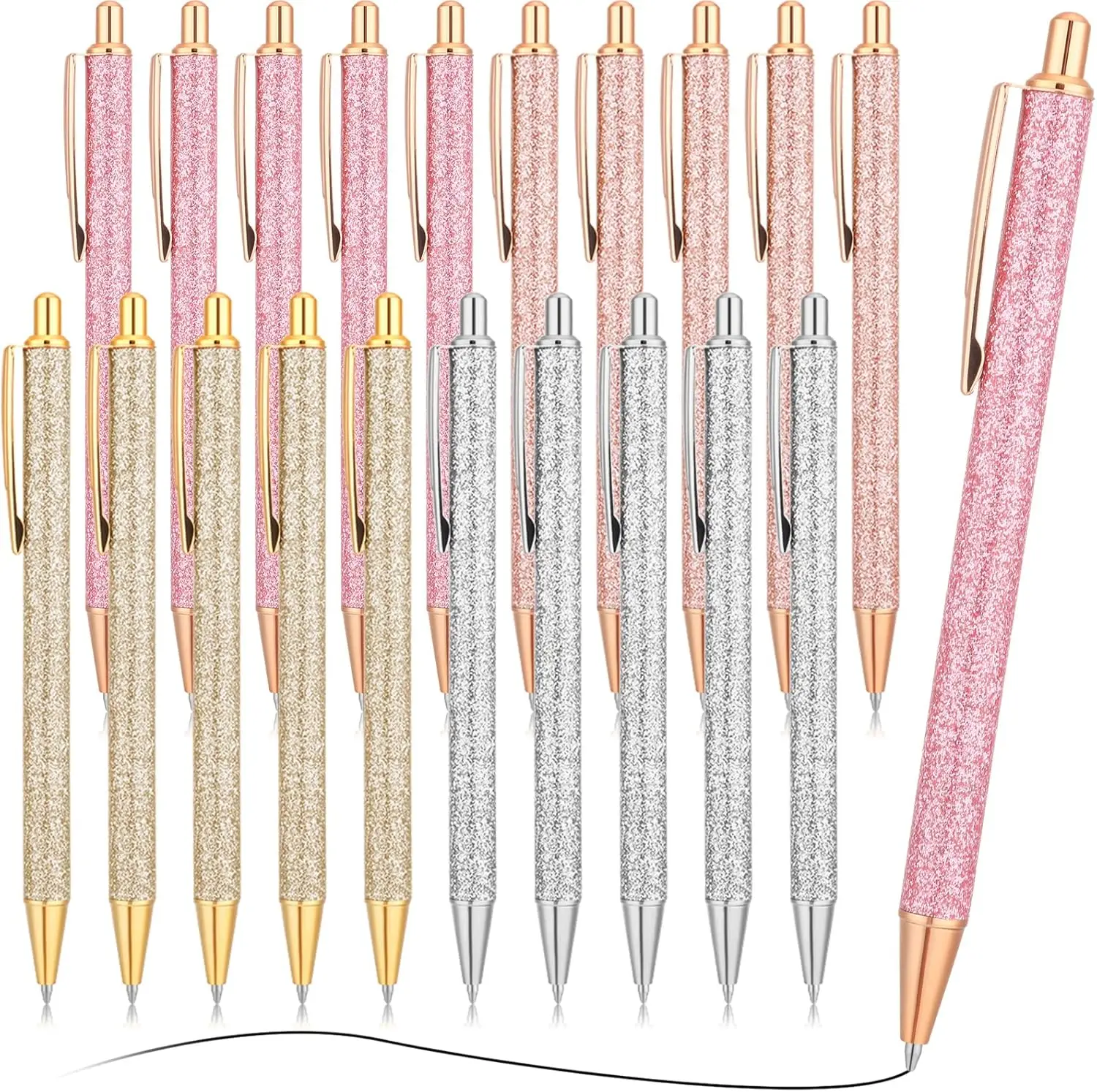 

20 Pcs Ballpoint Pens Comfortable Writing Metal Retractable Black Ink Gift Pens with Medium Point for Office Supplies