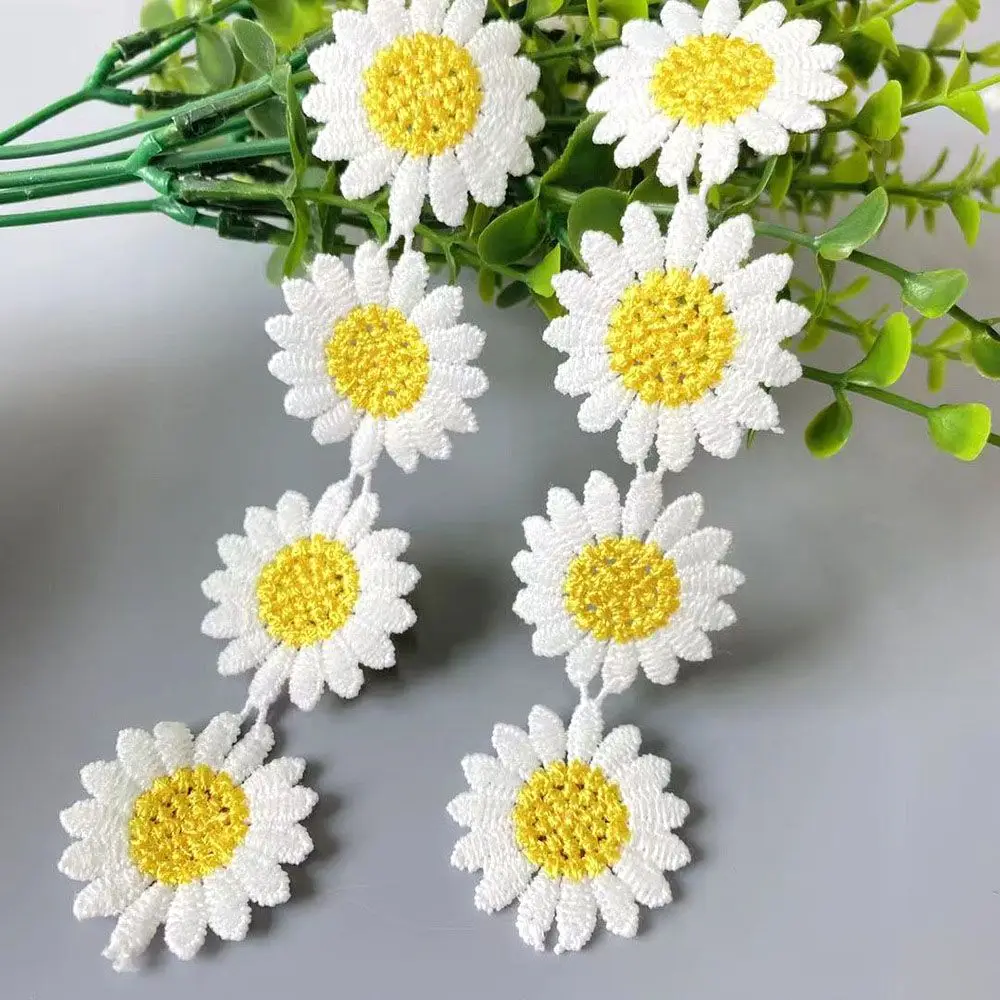 

Bright Beautiful Headwear Decor Handmade Embroidered Daisy Lace Trim Ribbon Sewing Supplies DIY Craft