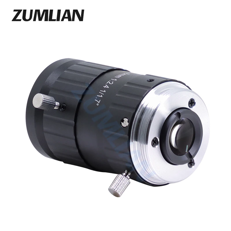 ZUMLIAN 12MP 6mm 1/1.7 Inch Fixed Focus C-Mount Camera Manual Iris Low Distortion FA Mecro Lens Suitable for Machine Vision FA