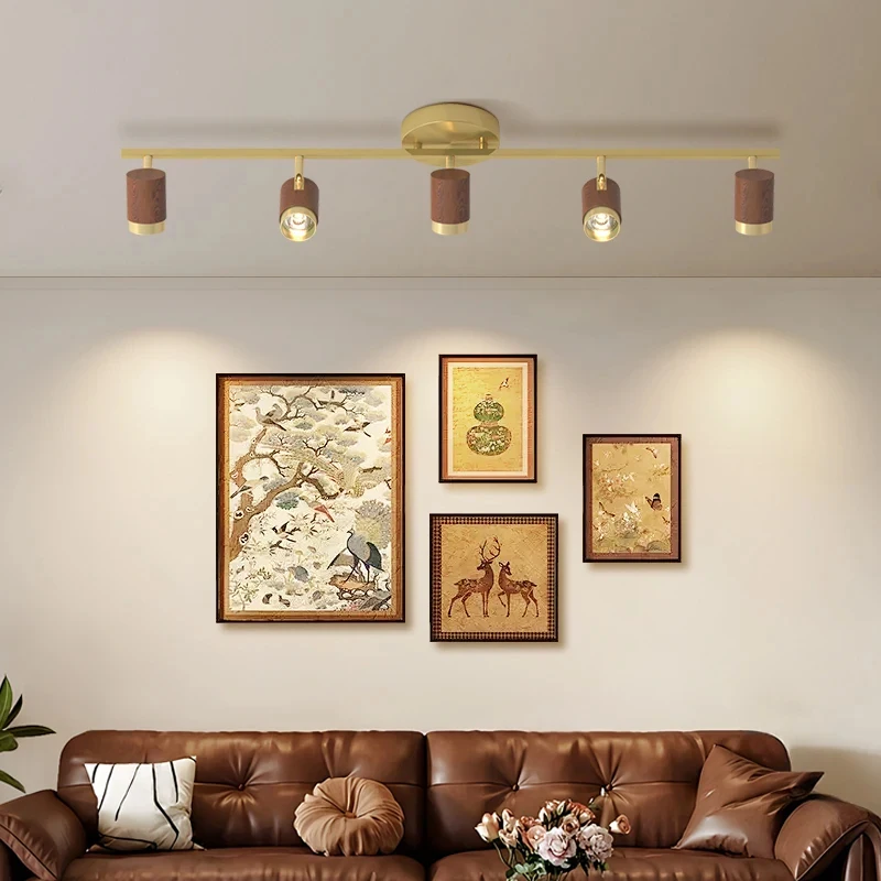 Modern 4-LED Ceiling Spotlight 80cm Gold Brown Rotatable Track Light Bedroom Hallway Kitchen Living Room Home Decor