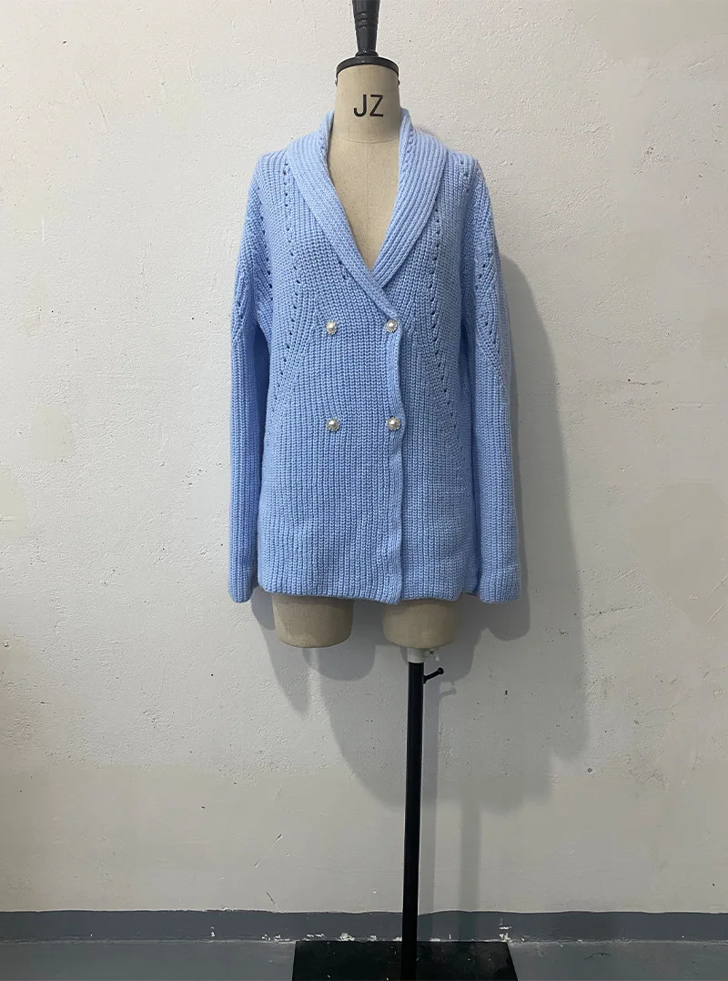 Cappotto lavorato a maglia musulmano donna 2024 autunno inverno cardigan Marocco Dubai arabo saudita maglione lavorato a maglia doppio petto telai maglieria