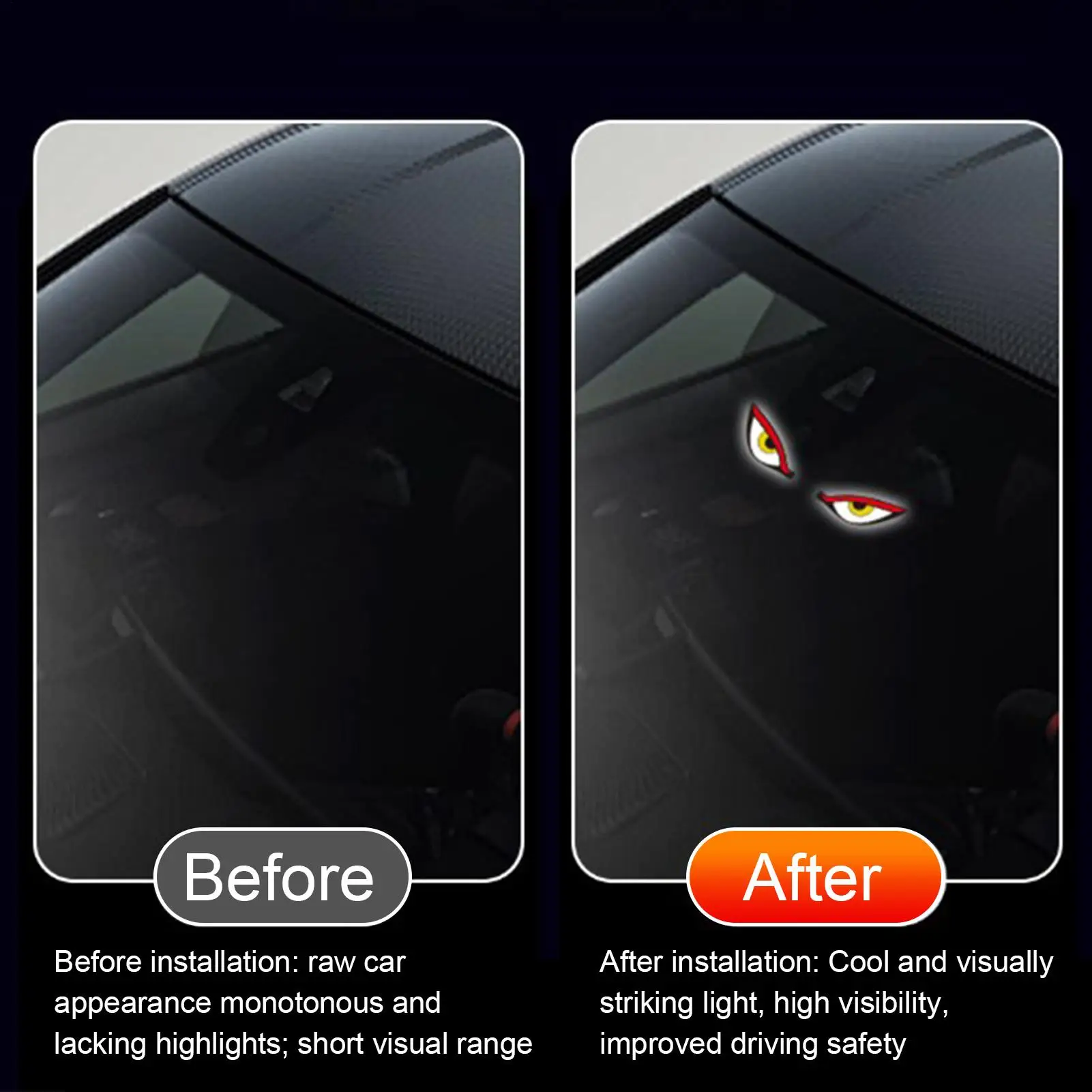 Solar LED Eye Shape Light Waterproof Universal, Windshield Mount Decor Lamp, Front Rear Use for RV Motorcycle SUV Car view 4
