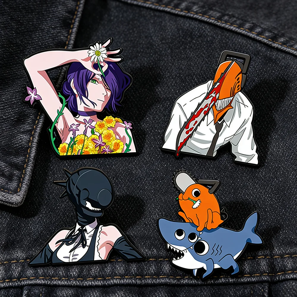 4pcs/set Anime Chainsaw Reze Cartoon Brooches Metal Badge for Bag Clothing Backpack Personalized Decoration Pins Gift