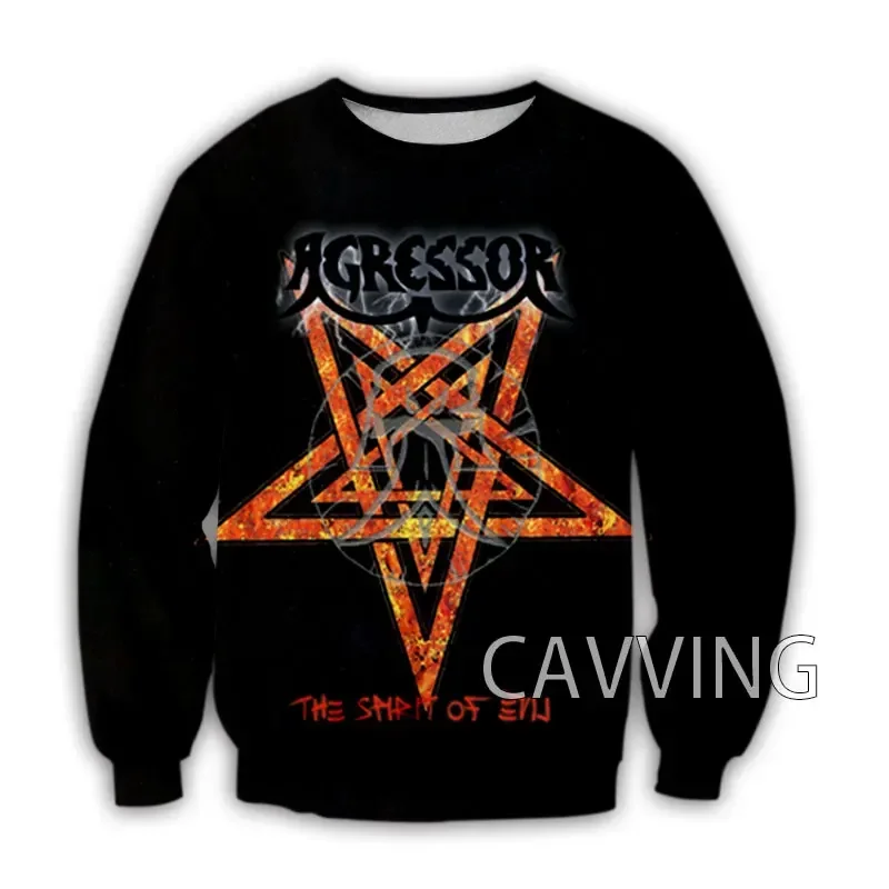 Kaus motif 3D untuk pria/wanita, atasan kaus motif 3D Agressor Band Crewneck, Sweatshirt gaya Harajuku lengan panjang