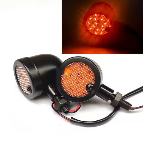 CG125 Motorcycle Retro Retrofit Turn Signal LED Metal Shell Grid GN Mavericks Electric
