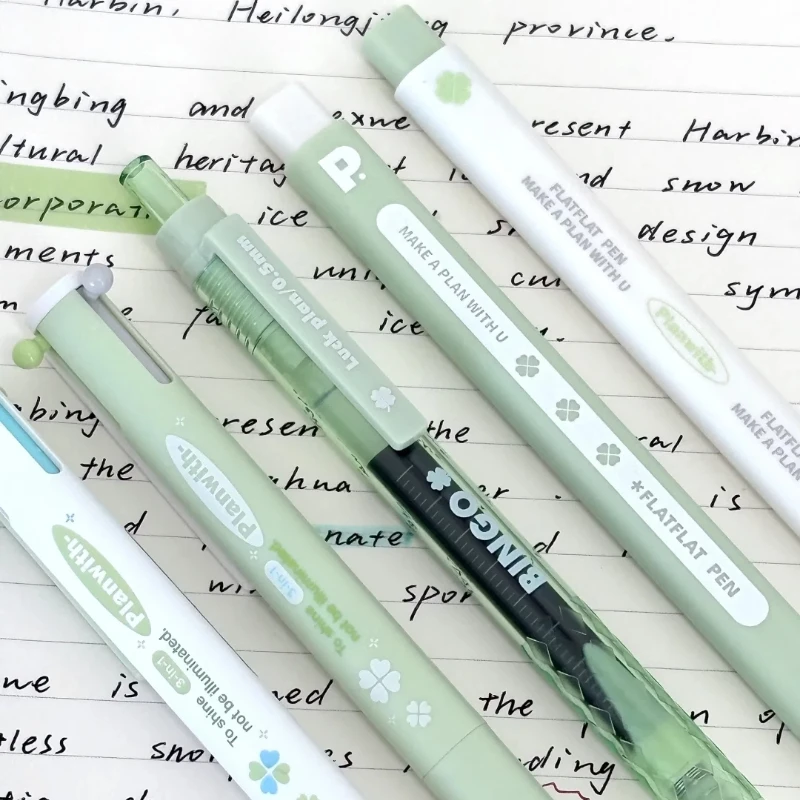 

Lucky Clover 3-Color Click Pen Triangular Multi-color Writing Pen for Note Quick-Dry Ink Highlight Marker Cute Study Supplies