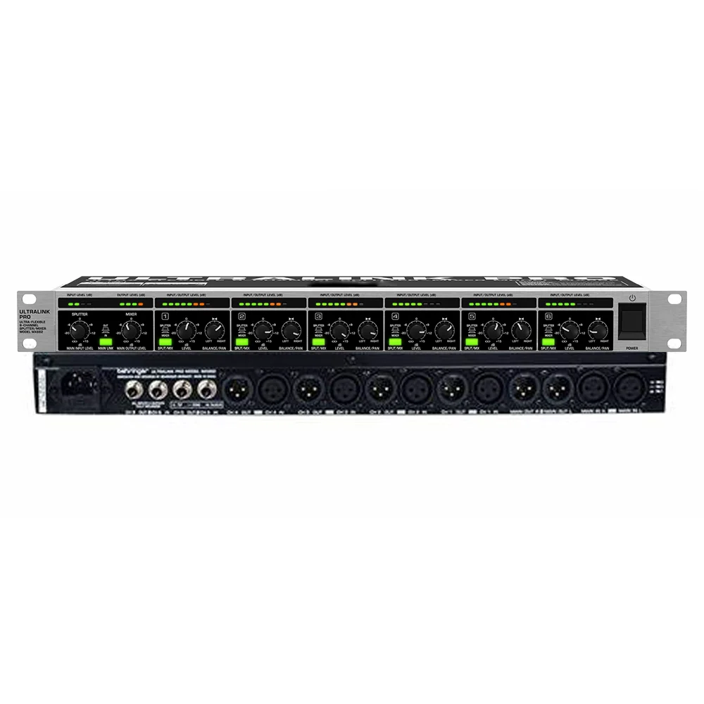 

MX882 Ultra Flexible 8 Channel Rackmount Splitter Mixer 6 mono inputs 6 mono outputs 2 main inputs 2 main outputs