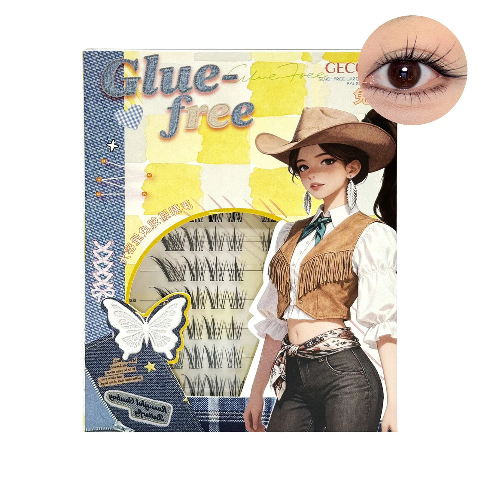 Fox- style False Eyelashes 8-13mm Mix Length No Glue manga Cat Eyes cosplay lash extenstions for Daily manga lashes Makeup