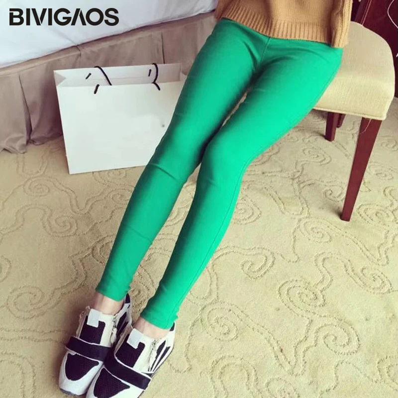 BIVIGAOS Fashion Multicolor High Elastic Woven Casual Legging Pants Clothing Slim Thin Skinny Leggings Pencil Pants For Women