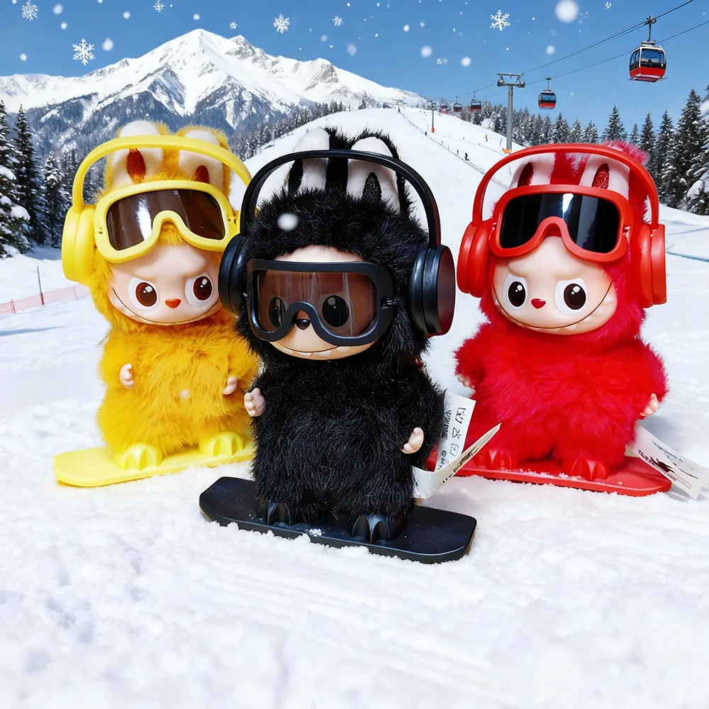 مجموعة التزلج الرائعة لسماعات الأذن البديلة من سلسلة Labubu4.0 MINI Skiboard نظارات واقية مزخرفة وإكسسوارات الملابس