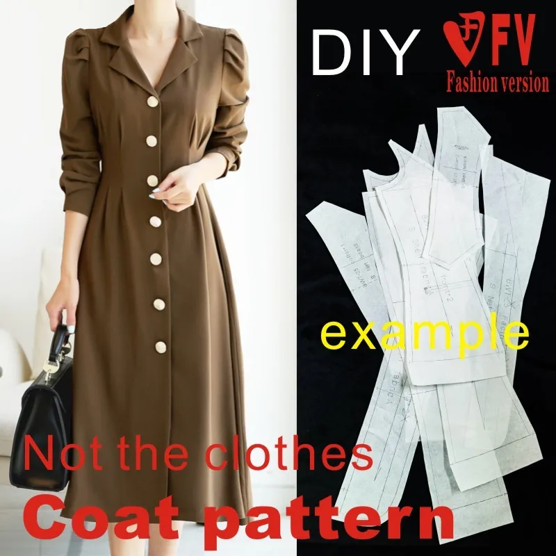 Single-breasted trench coat pattern ladies stand-up collar fashion 1:1 clothing production cutting drawings BFY-314