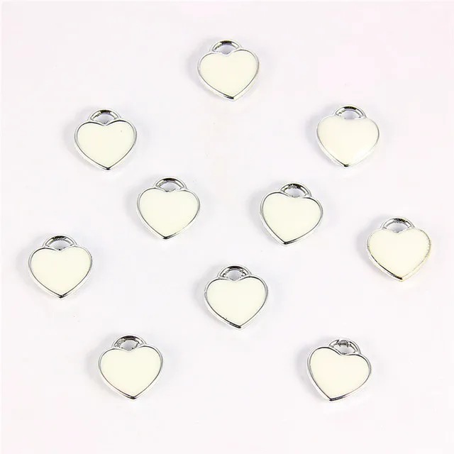 11mm*12mm Alloy Pink Color Enamel Heart Charms Pendant For Jewelry Findings Accessories 20pcs Wholesale