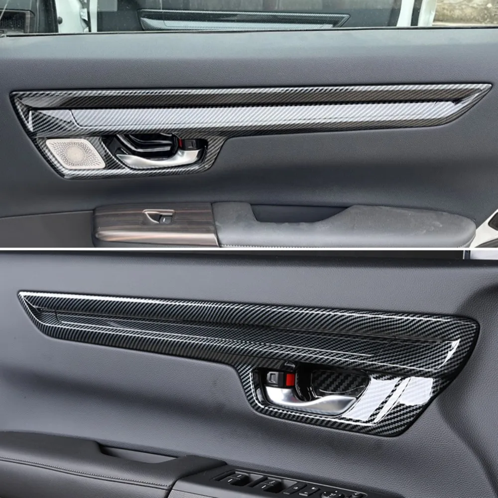 For Honda CRV CR-V 2023 2024 ABS Carbon Interior Door Handle Bowl Speaker Protector Cover Trims Inner Decoration Accessories